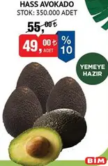 HASS AVOKADO YEMEYE HAZIR ADET fiyat ve kampanya bilgisi